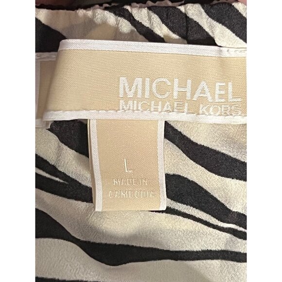 Michael Michael Kors Women Size L Zebra Print Ruffle Blouse Y2K Preppy Designer - Picture 10 of 16